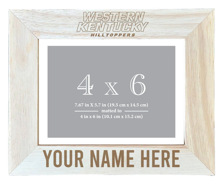 Western Kentucky Hilltoppers Customizable Wooden Photo Frame Matted 4"x 6" Officially Licensed Collegiate Product Image 1