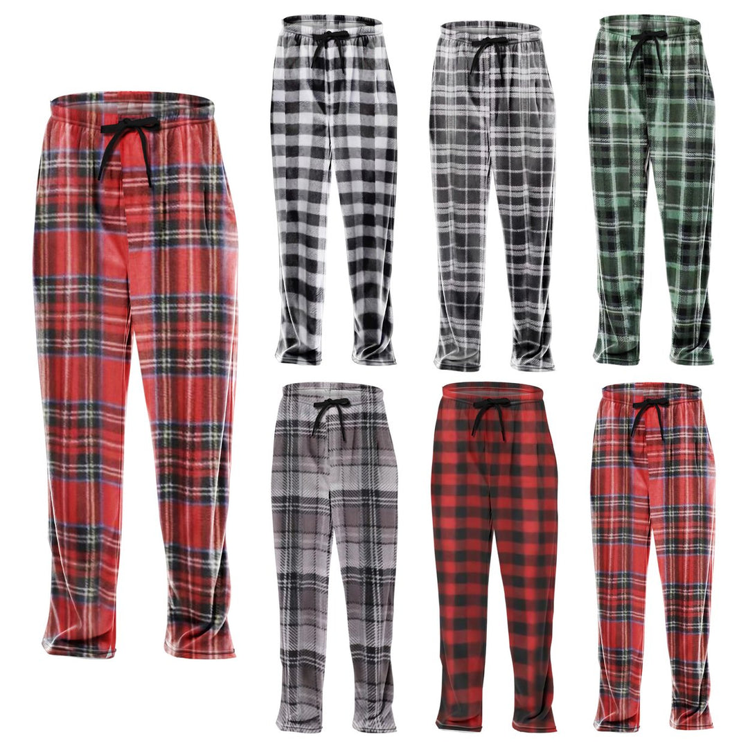 1 Piece Mens Ultra-Soft Microfiber Fleece Pajama Pants - Cozy Relaxed Fit Adjustable Drawstring Available in Fun Colors Image 2