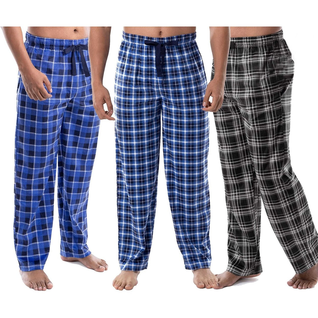 4 Piece of Randomly Selected Mens Ultra-Soft Microfiber Fleece Pajama Pants Cozy Relaxed Fit Adjustable Drawstring Image 3