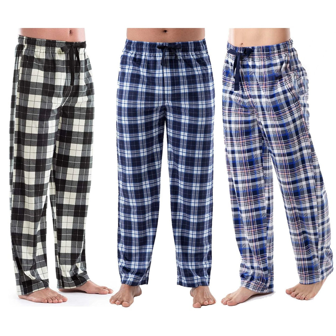 4 Piece of Randomly Selected Mens Ultra-Soft Microfiber Fleece Pajama Pants Cozy Relaxed Fit Adjustable Drawstring Image 4