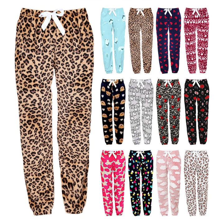 1 Piece Womens Ultra-Soft Winter Warm Cozy Fleece Pajama Pants with Fun Prints Image 2