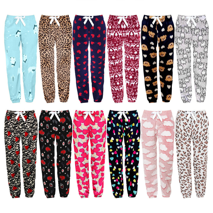 1 Piece Womens Ultra-Soft Winter Warm Cozy Fleece Pajama Pants with Fun Prints Image 3