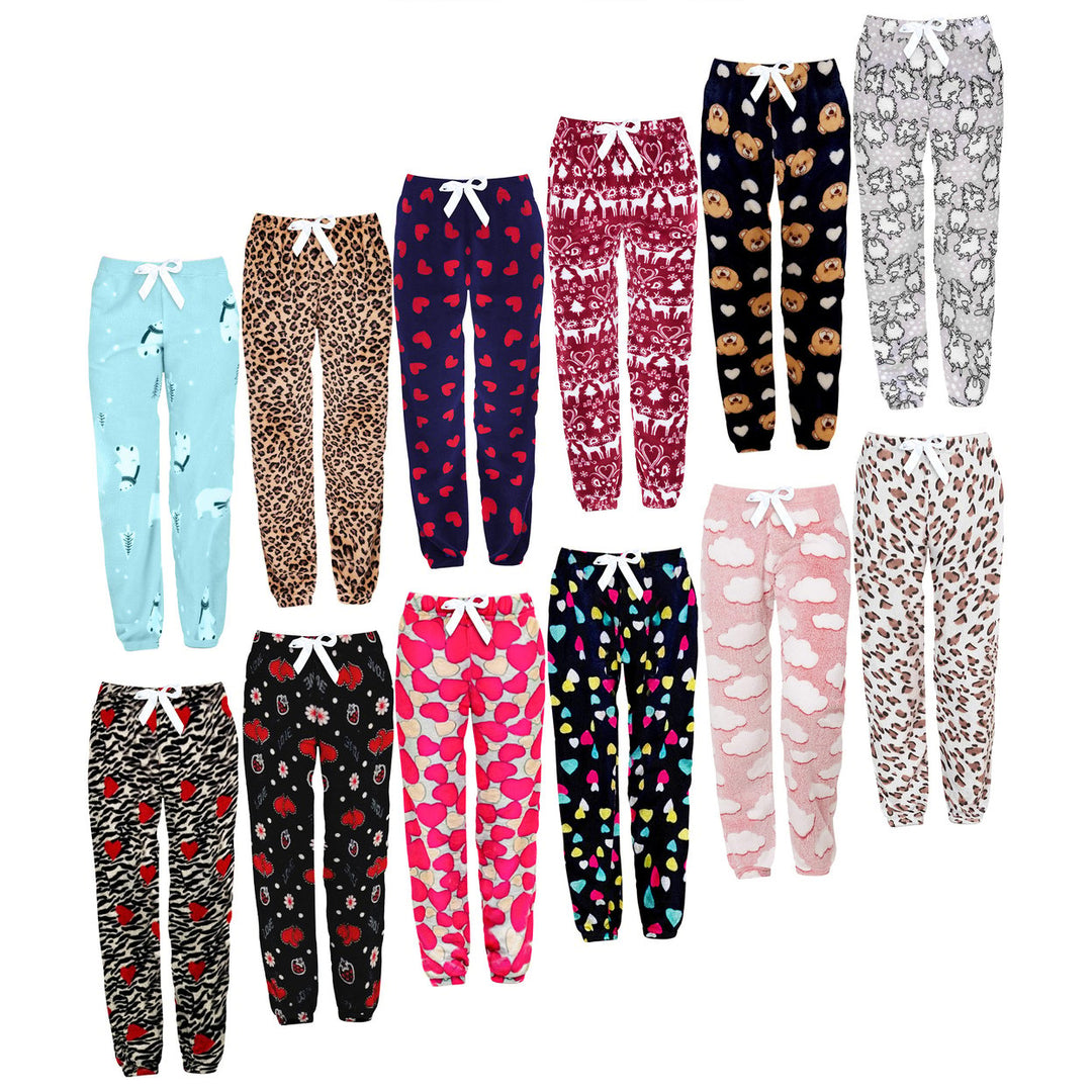 1 Piece Womens Ultra-Soft Winter Warm Cozy Fleece Pajama Pants with Fun Prints Image 4