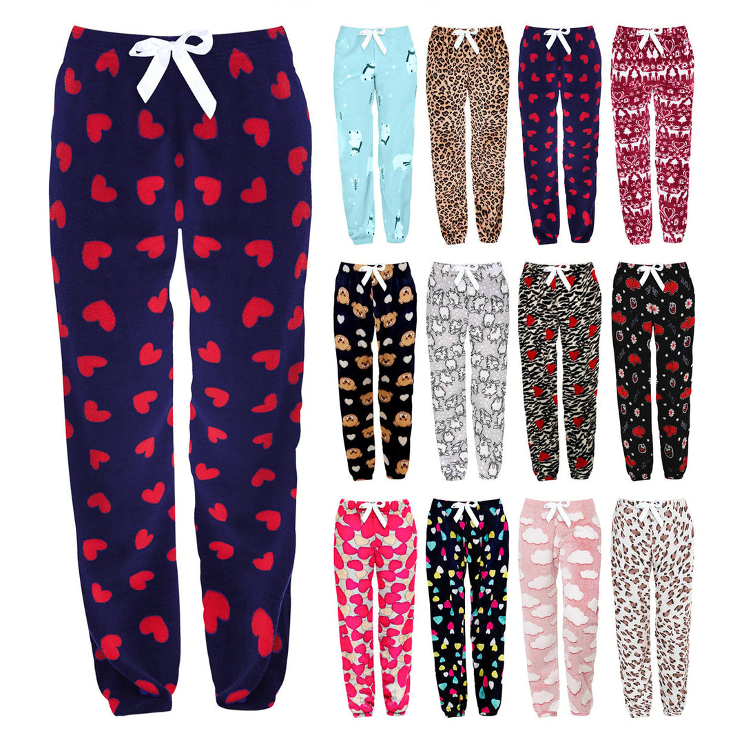 1 Piece Womens Ultra-Soft Winter Warm Cozy Fleece Pajama Pants with Fun Prints Image 4