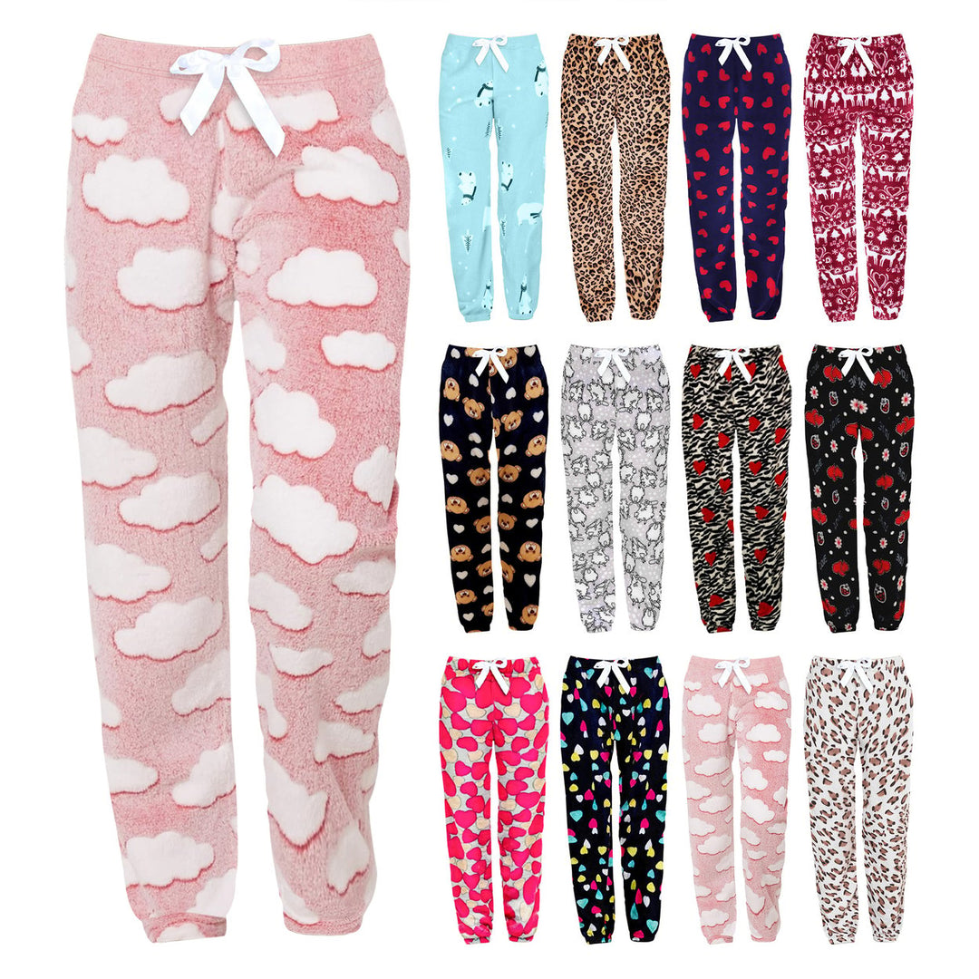 1 Piece Womens Ultra-Soft Winter Warm Cozy Fleece Pajama Pants with Fun Prints Image 11