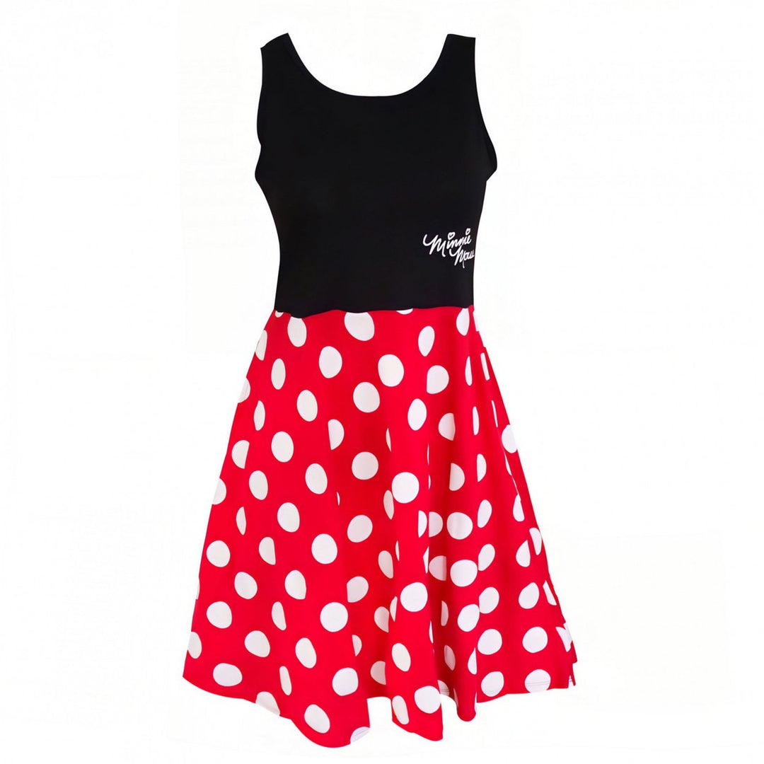 Minnie Mouse Classic Red Polka Dot Junior Womens Slim Fit Dress Image 1