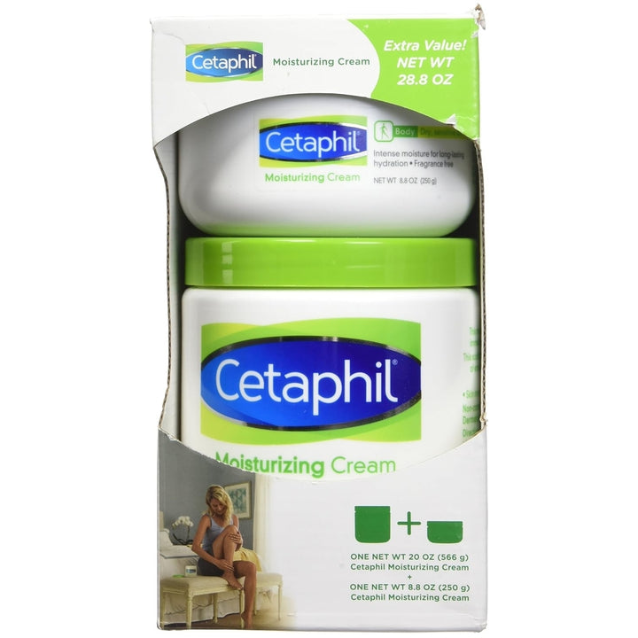 Cetaphil Moisturizing Cream - 2 Pack - 28.8 Oz Total - 20 Oz Jar and 8.8 Oz Jar Image 2