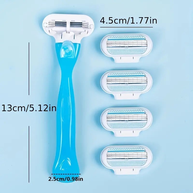 Womens Manual Hair Removal Tool 1 Handle + 8 Blades 3-layer Stainless Steel Blades Non Slip Handle Image 7