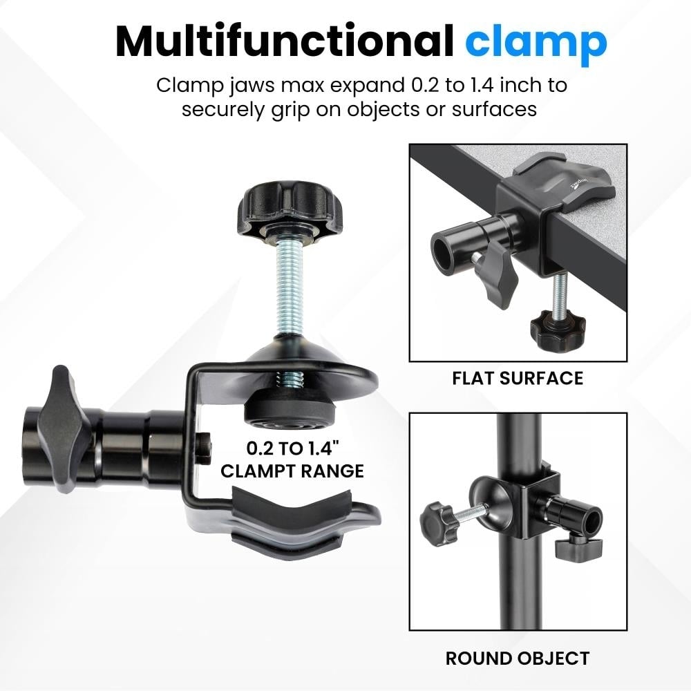 Heavy-Duty Adjustable Pole Clamp with Baby Receiver  Steel Construction Ergonomic Knob Rubber-Coated Clamp for Secure Image 2