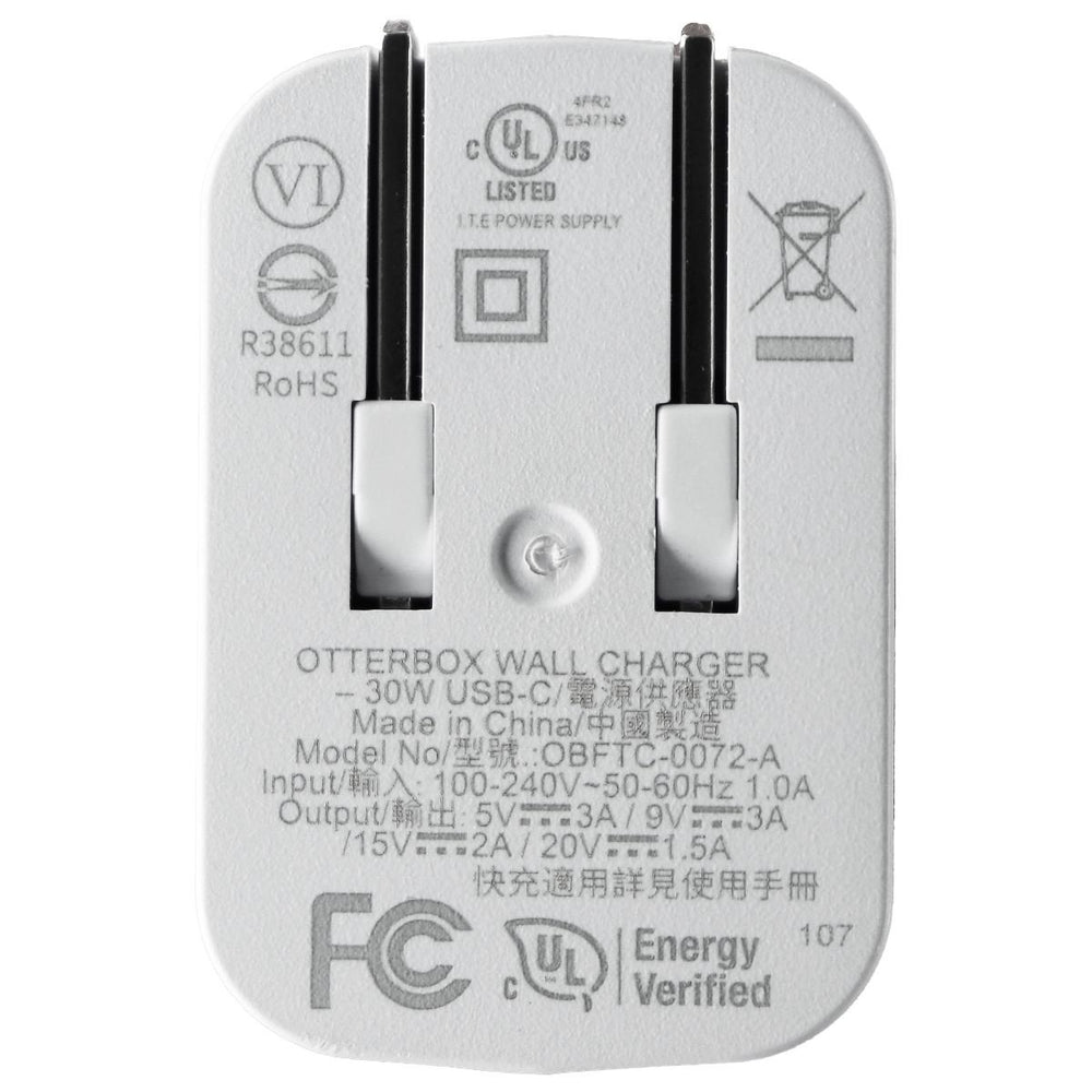 OtterBox (30-Watt) Single USB-C Wall Charger - White (OBFTC-0072-A) Image 2