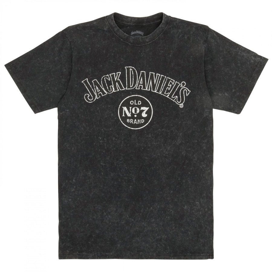 Jack Daniels Old No.7 Mineral Wash Front and Back Print T-Shirt Image 1