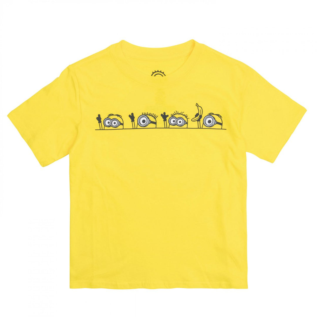 Minions Peeking Out Youth T-Shirt Image 1