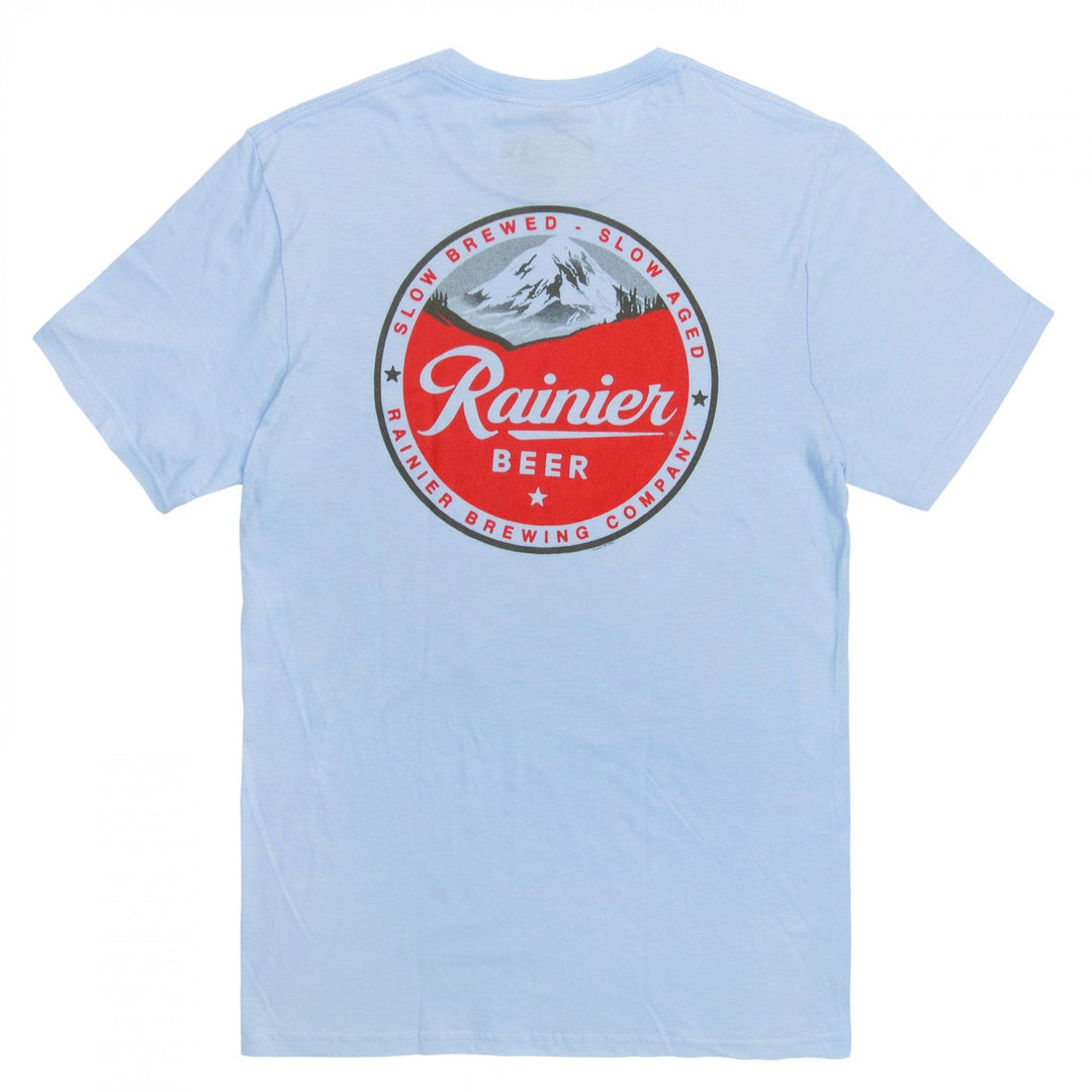 Rainier Vintage Logo Front and Back Print T-Shirt Image 2