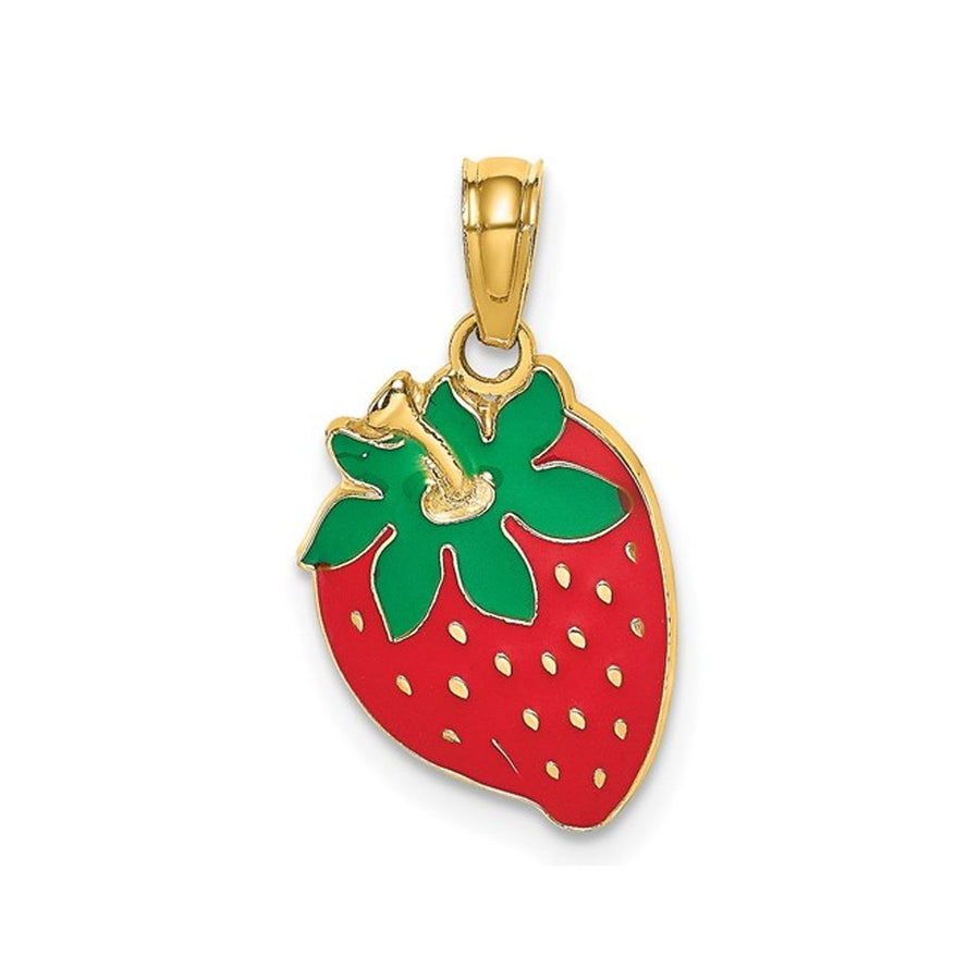 14K Yellow Gold Strawberry Charm Pendant (NO CHAIN) Image 1