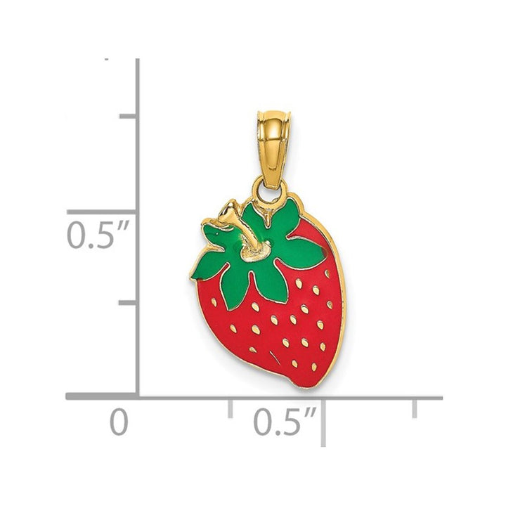 14K Yellow Gold Strawberry Charm Pendant (NO CHAIN) Image 4