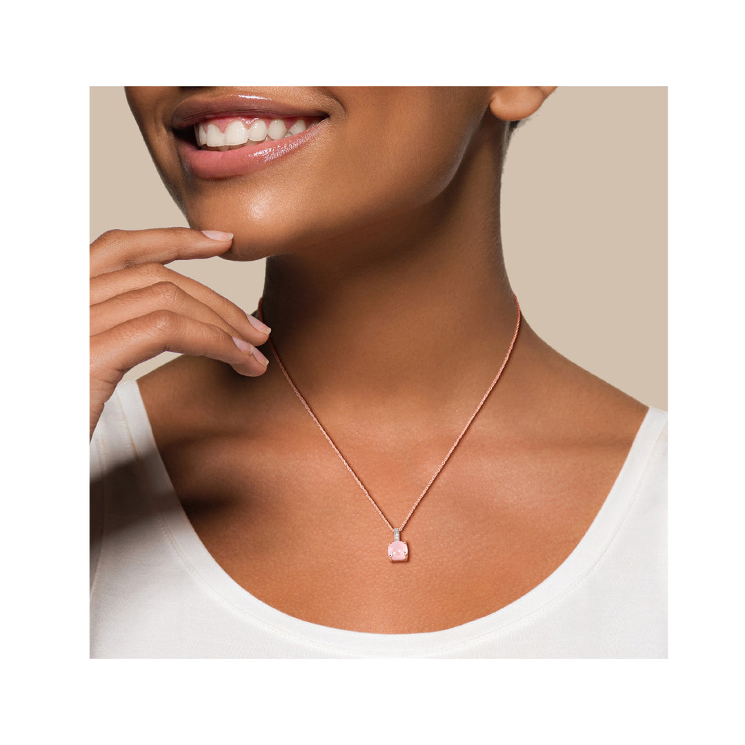 2.00 Carat (ctw) Pink Opal Solitaire Pendant Necklace in 10K Rose Gold with Chain Image 4