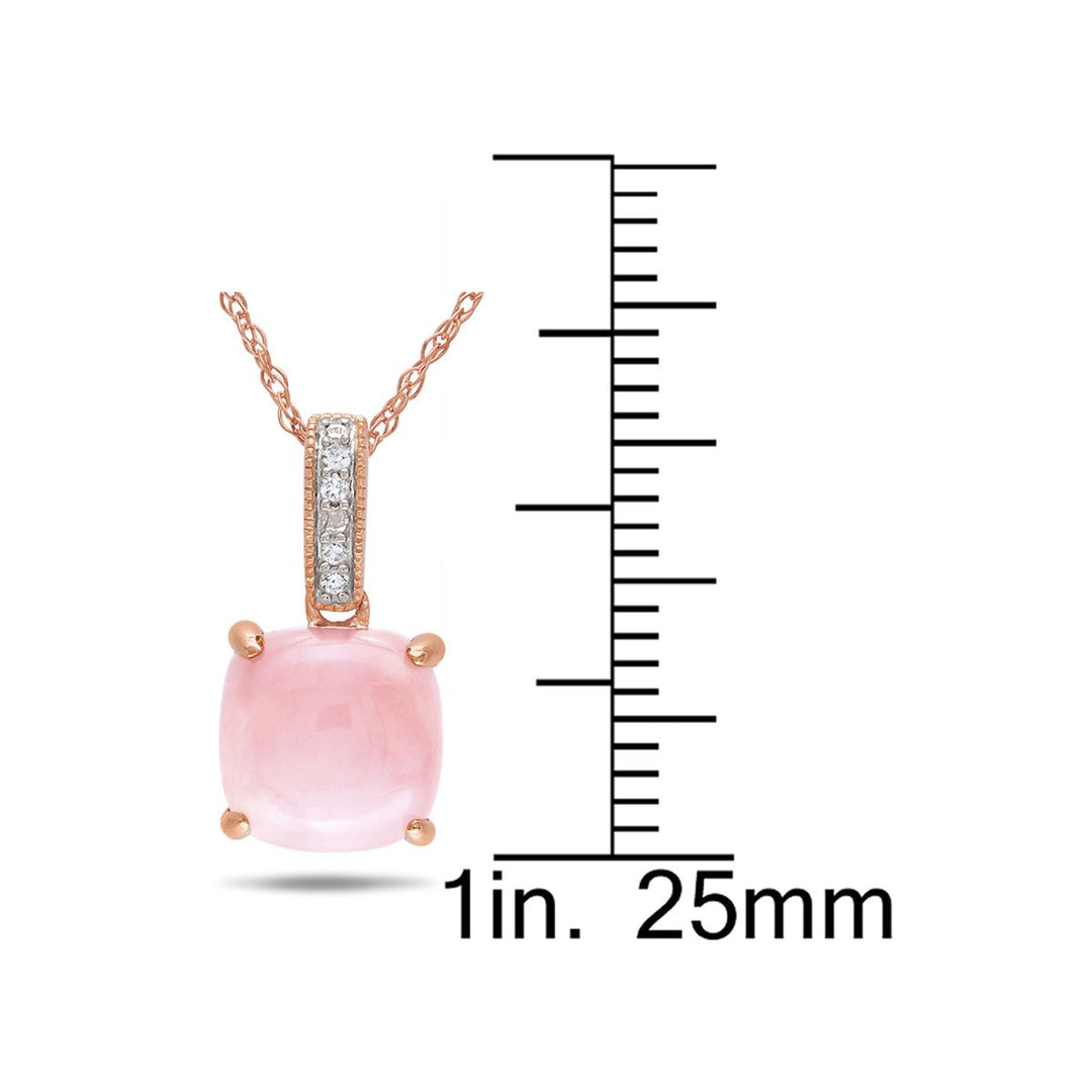 2.00 Carat (ctw) Pink Opal Solitaire Pendant Necklace in 10K Rose Gold with Chain Image 4