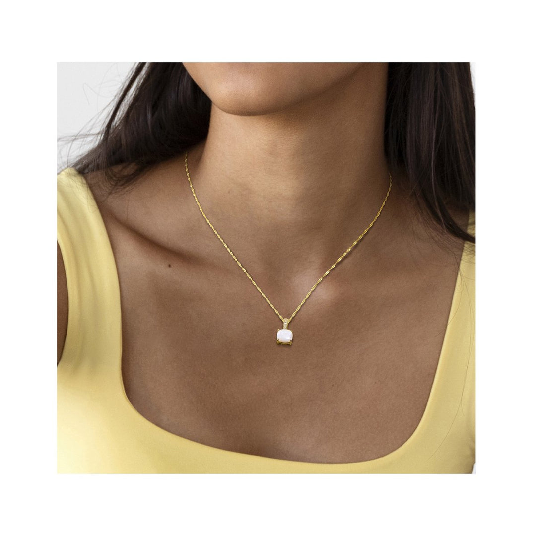 1.35 Carat (ctw) Opal Solitaire Pendant Necklace in 10K Yellow Gold with Chain Image 3