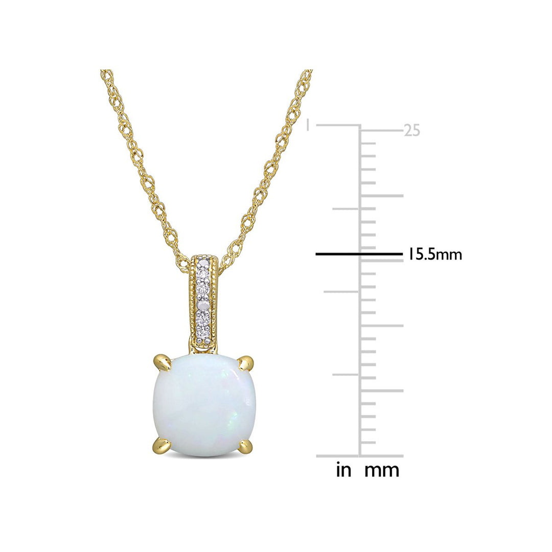 1.35 Carat (ctw) Opal Solitaire Pendant Necklace in 10K Yellow Gold with Chain Image 4