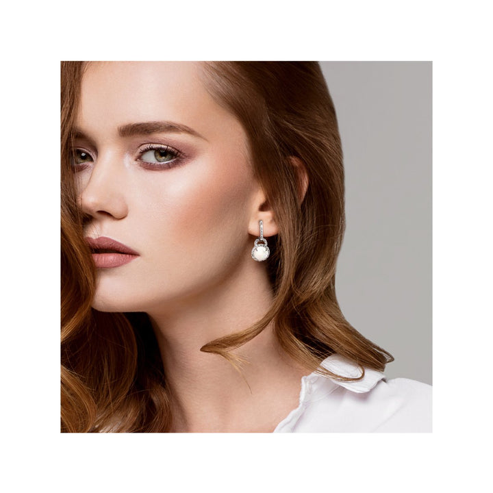 3.10 Carat (ctw) Opal and White Topaz Dangle Earrings in Sterling Silver Image 4