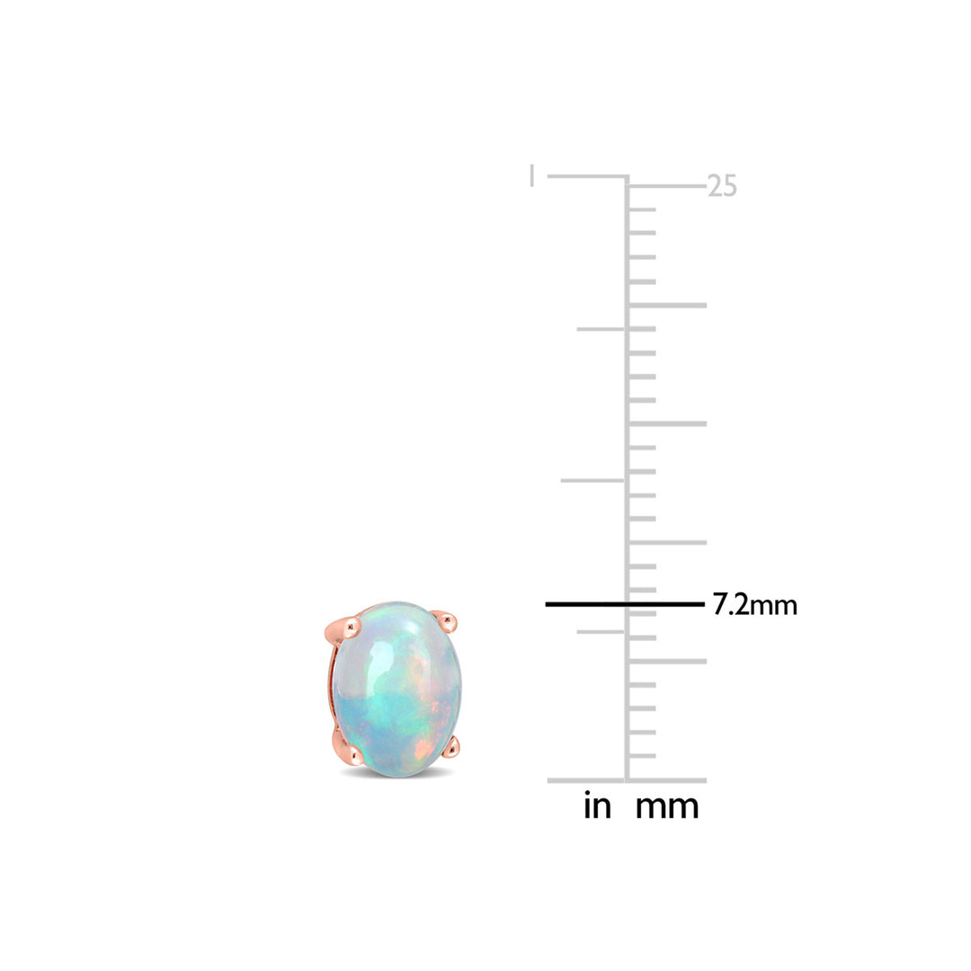 1.40 Carat (ctw) Oval Blue Ethiopian Opal Stud Earrings in 10K Rose Gold Image 4