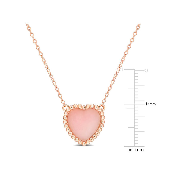 5.00 Carat (ctw) Pink Opal Heart Pendant Necklace in Rose Plated Sterling Silver with Chain Image 4