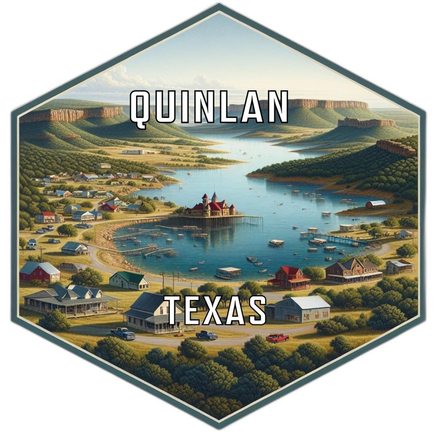 Quinlan Texas Souvenir Travel Destination Die Cut Hexagon Fridge Magnet Image 1