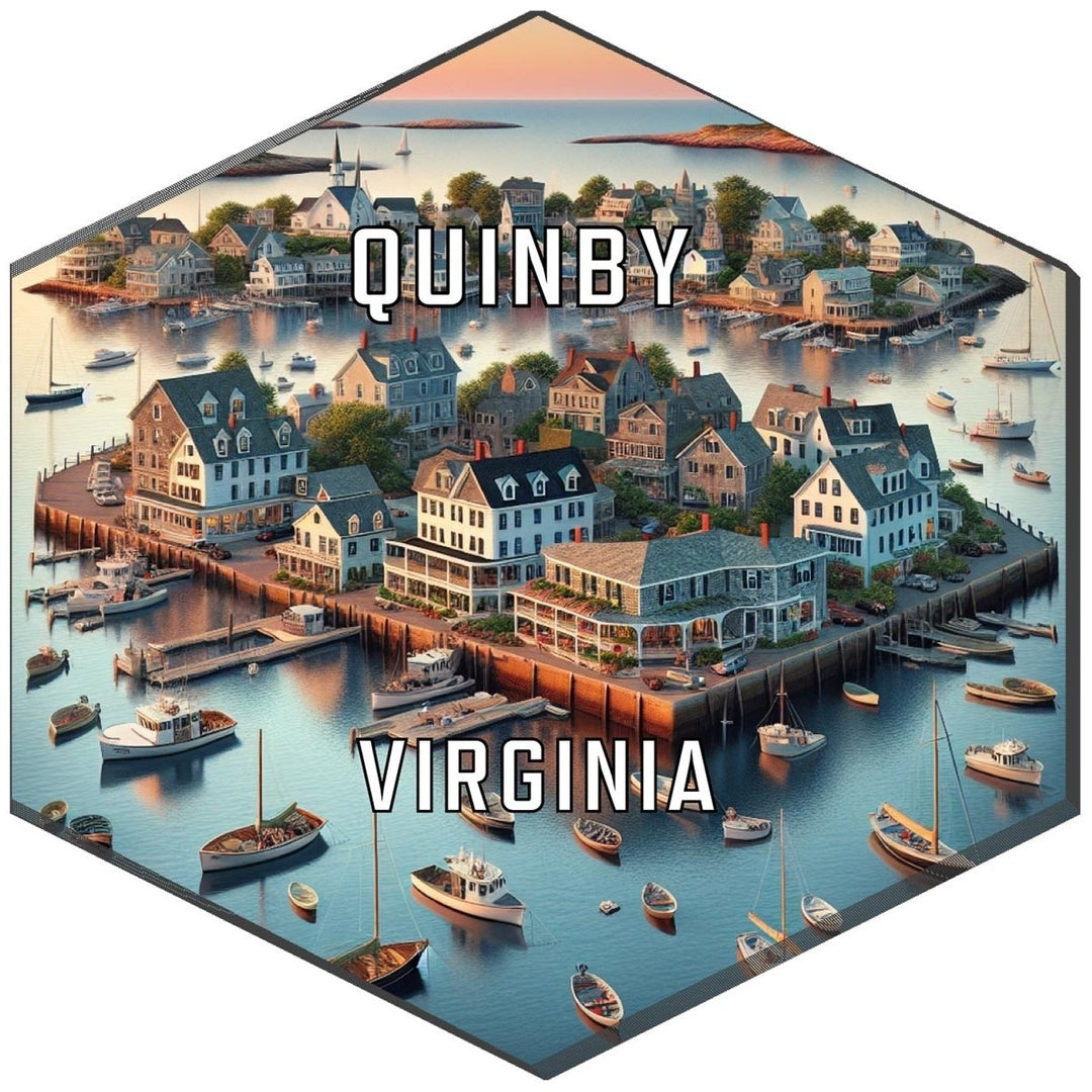 Quinby Virginia Souvenir Travel Destination Die Cut Hexagon Fridge Magnet Image 1