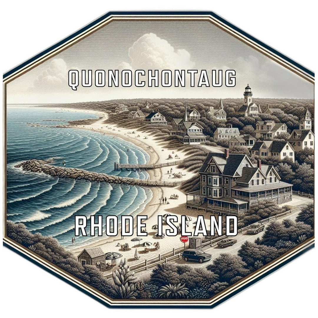 Quonochontaug Rhode Island Souvenir Travel Destination Die Cut Hexagon Fridge Magnet Image 1