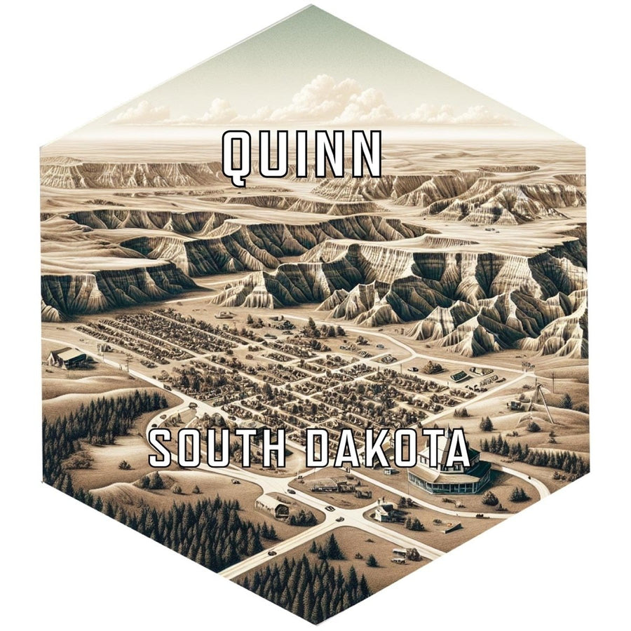 Quinn South Dakota Souvenir Travel Destination Die Cut Hexagon Fridge Magnet Image 1