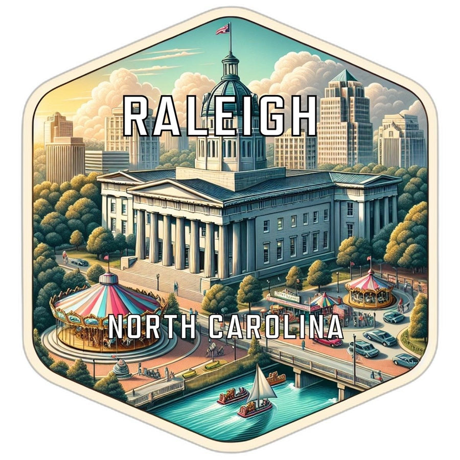 Raleigh North Carolina Souvenir Travel Destination Die Cut Hexagon Fridge Magnet Image 1