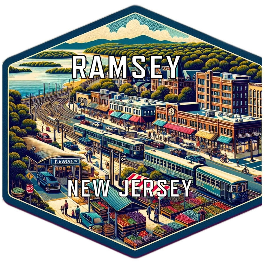 Ramsey Jersey Souvenir Travel Destination Die Cut Hexagon Fridge Magnet Image 1