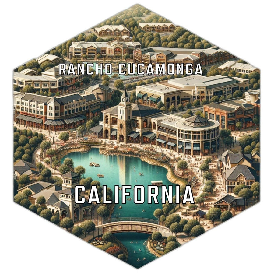 Rancho Cucamonga California Souvenir Travel Destination Die Cut Hexagon Fridge Magnet Image 1