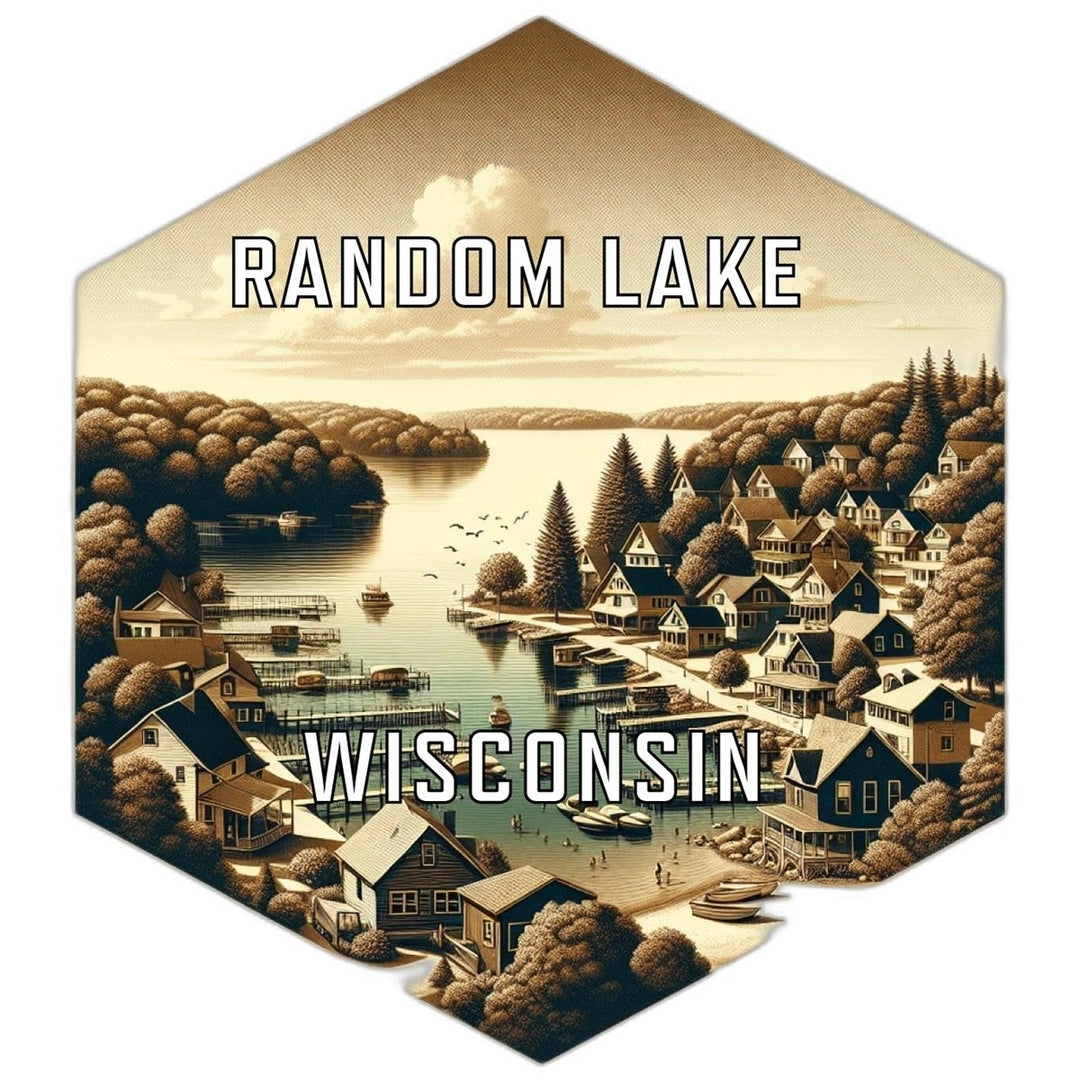 Random Lake Wisconsin Souvenir Travel Destination Die Cut Hexagon Fridge Magnet Image 1