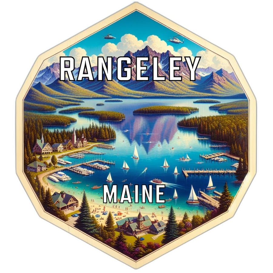 Rangeley Maine Souvenir Travel Destination Die Cut Hexagon Fridge Magnet Image 1