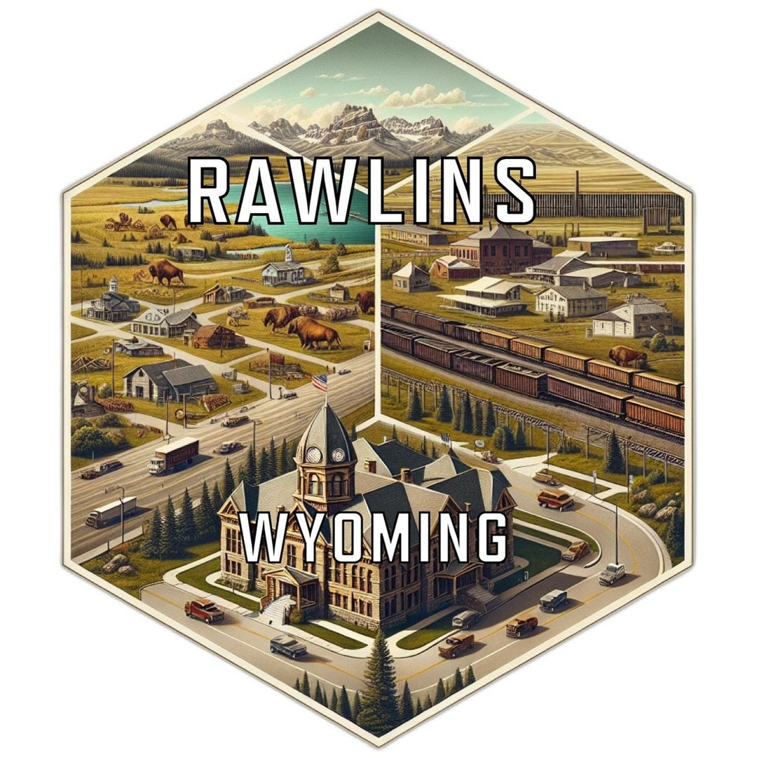 Rawlins Wyoming Souvenir Travel Destination Die Cut Hexagon Fridge Magnet Image 1