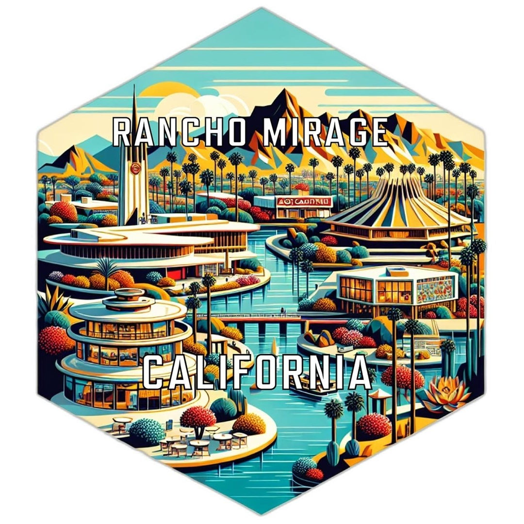 Rancho Mirage California Souvenir Travel Destination Die Cut Hexagon Fridge Magnet Image 1