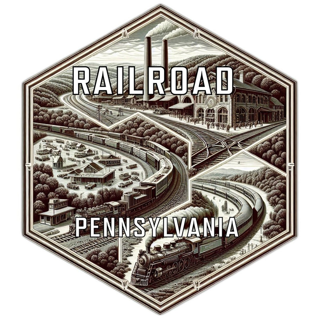 Railroad Pennsylvania Souvenir Travel Destination Die Cut Hexagon Fridge Magnet Image 1