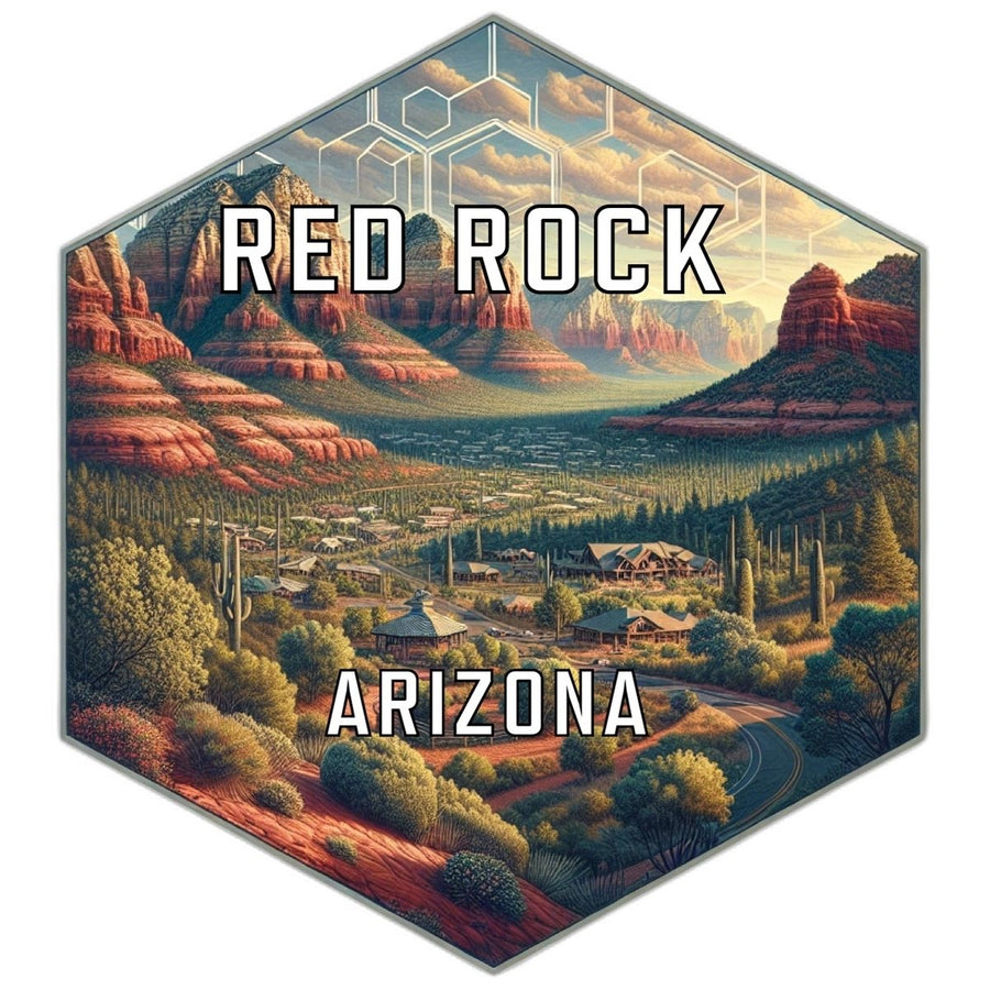 Red Rock Arizona Souvenir Travel Destination Die Cut Hexagon Fridge Magnet Image 1