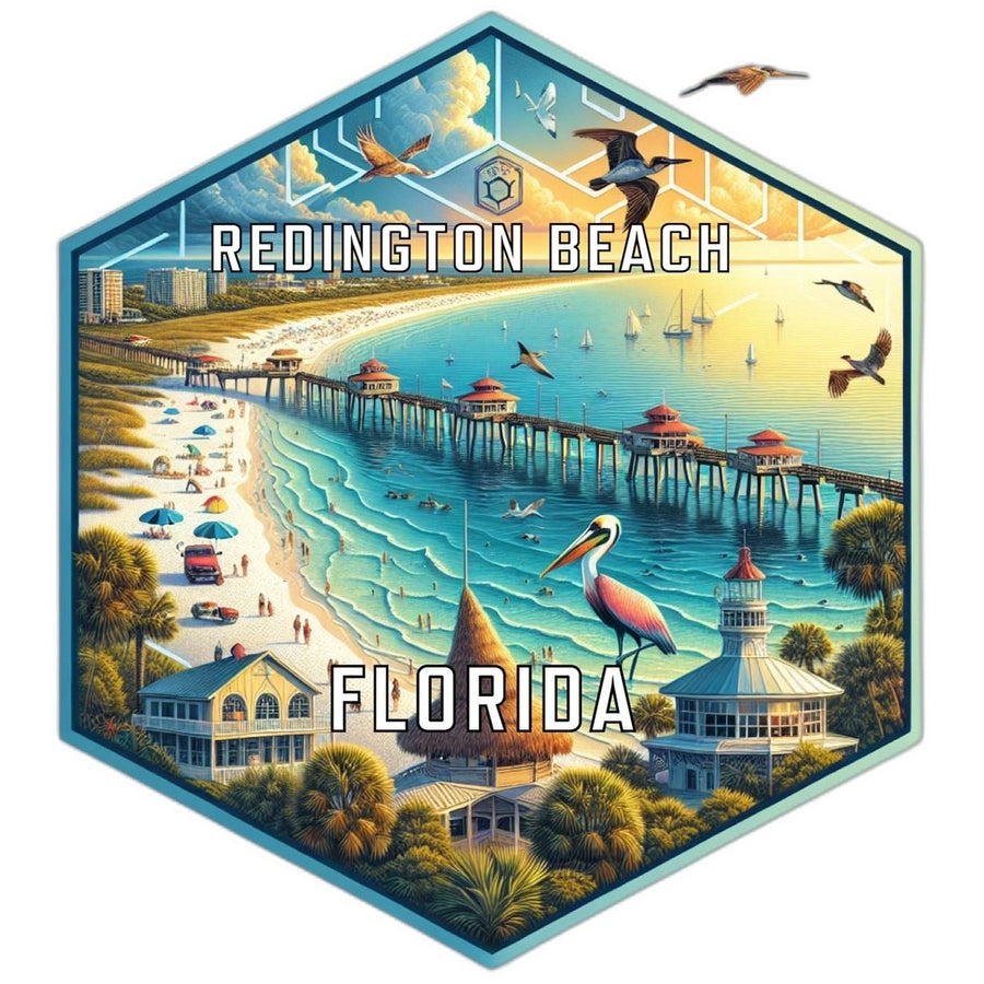 Redington Beach Florida Souvenir Travel Destination Die Cut Hexagon Fridge Magnet Image 1