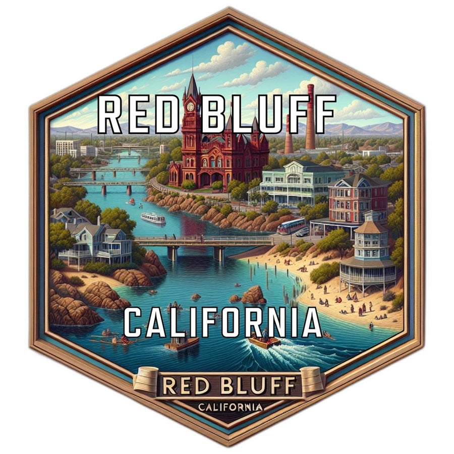 Red Bluff California Souvenir Travel Destination Die Cut Hexagon Fridge Magnet Image 1