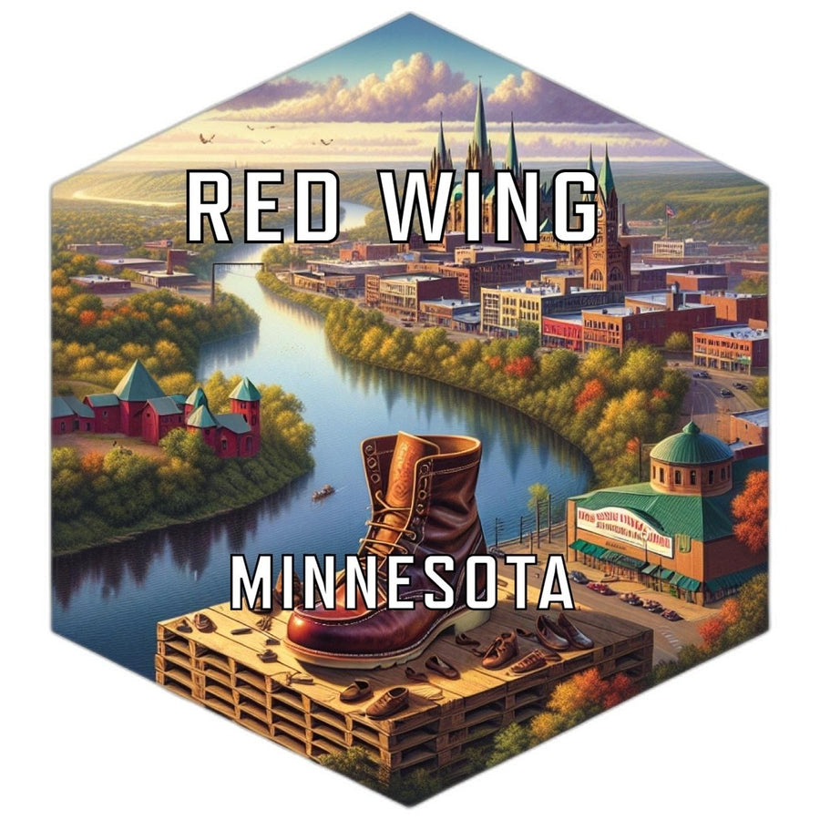 Red Wing Minnesota Souvenir Travel Destination Die Cut Hexagon Fridge Magnet Image 1