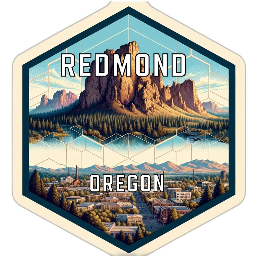 Redmond Oregon Souvenir Travel Destination Die Cut Hexagon Fridge Magnet Image 1