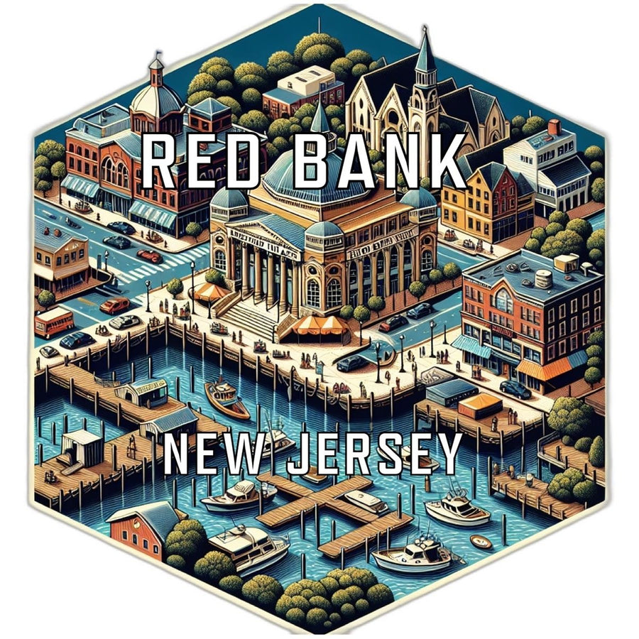 Red Bank Jersey Souvenir Travel Destination Die Cut Hexagon Fridge Magnet Image 1