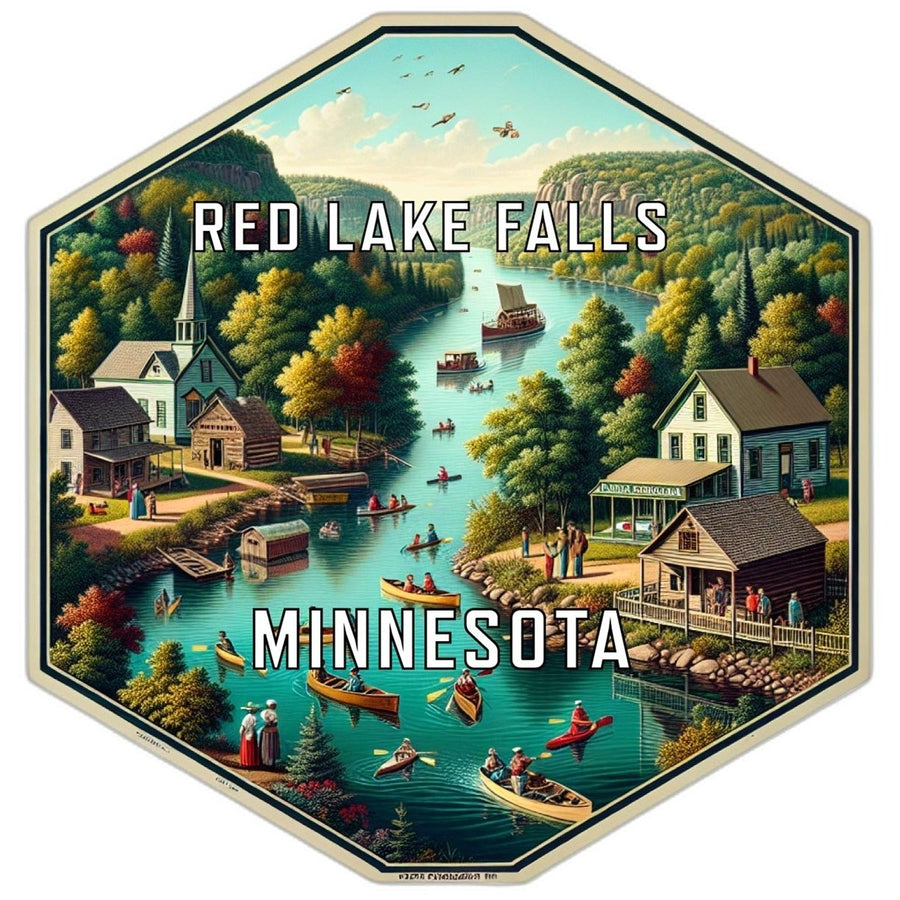 Red Lake Falls Minnesota Souvenir Travel Destination Die Cut Hexagon Fridge Magnet Image 1