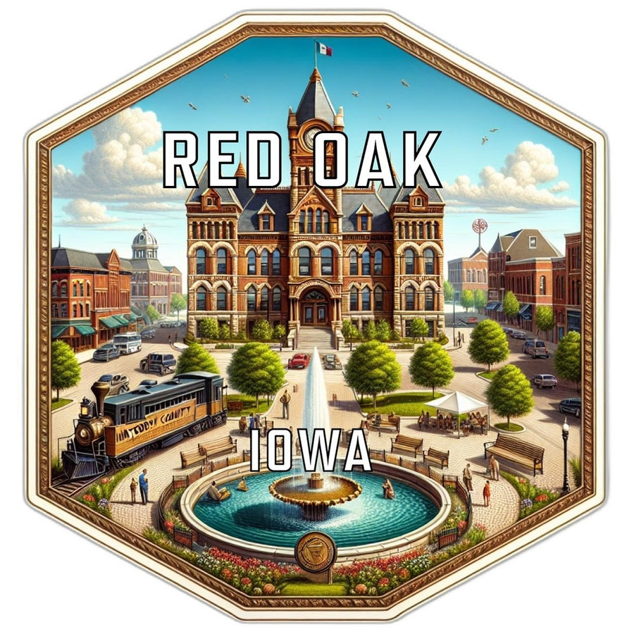 Red Oak Iowa Souvenir Travel Destination Die Cut Hexagon Fridge Magnet Image 1