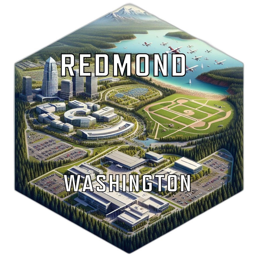 Redmond Washington Souvenir Travel Destination Die Cut Hexagon Fridge Magnet Image 1