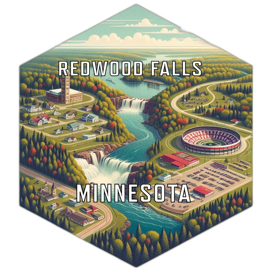 Redwood Falls Minnesota Souvenir Travel Destination Die Cut Hexagon Fridge Magnet Image 1