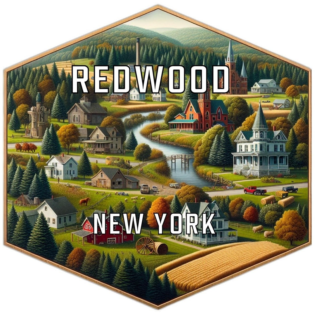 Redwood York Souvenir Travel Destination Die Cut Hexagon Fridge Magnet Image 1