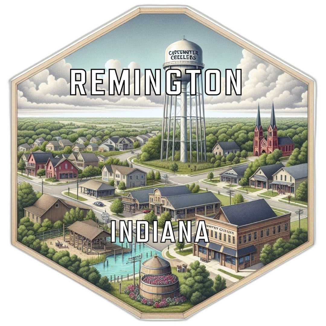 Remington Indiana Souvenir Travel Destination Die Cut Hexagon Fridge Magnet Image 1